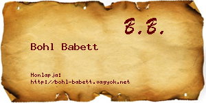 Bohl Babett névjegykártya
